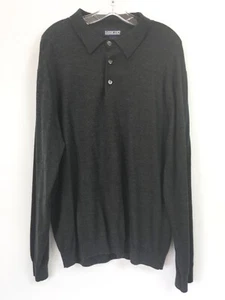 Lands End Hombres Grande Polo Suéter Lana Pullover Manga Larga Gris Carbón - Imagen 1 de 5