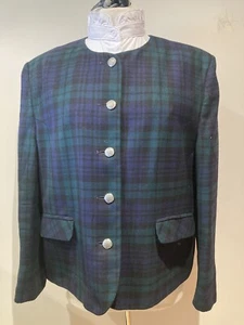 Superb Ladies Lead Rein In Hand Driving Jacket Navy Tartan Size 18 - Picture 1 of 3