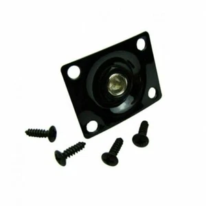 Black Universal Guitar Output Jack Plate Socket Square Rectangle For Tele Ibanez - Picture 1 of 7