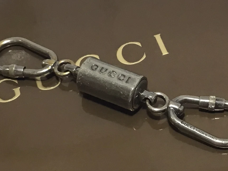 Vintage GUCCI Silver Metal KEY CHAIN / KEY FOB w/ COLLECTIBLE - Image 1 of 4