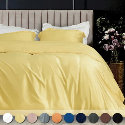 1800 Collection 3 Pcs Silky Satin Duvet Cover Set For Comforter Twin Queen King - Image 1 of 4