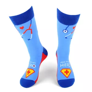 Health Care Heroes Superhelden Socken Ultra Premium Herren Damen Größe S/M L/XL blau - Bild 1 von 9