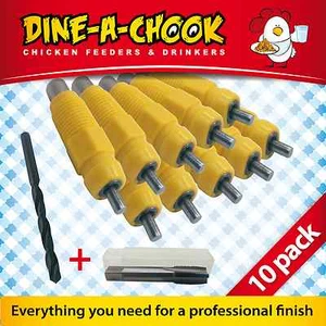 10 Pack Lubing Nipples + Install Kit / Chicken Drinker / Waterer / Chook Feeders - Picture 1 of 1