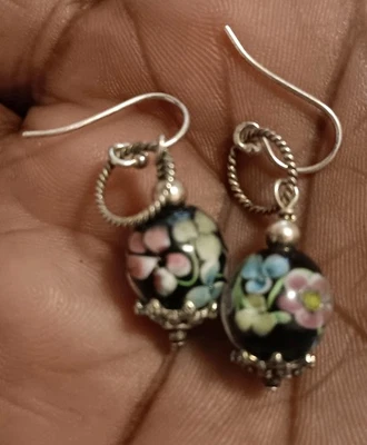 Multi Colored Murano Glass Dangle Earrings - Image 1 of 4