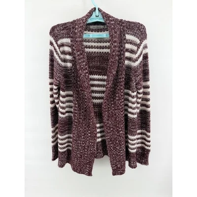 Cárdigan Jason Maxwell Borgoña Blanco Rayas Frente Abierto Tejido Mujer Mediano Foto 1 de 4