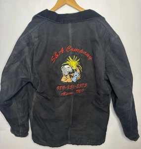Carhartt C003-BLK Duck Canvas Quilt Lined Coat Herren Large Jacke Schweißer Logo - Bild 1 von 21