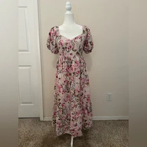 Vestido Midi Reitmans Rosa Floral Mezcla Lino Talla XS Coqueta Cottagecore Femenino - Imagen 1 de 12