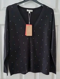 Monsoon Cardigan Size Small 8 10 Black Gold Sequins New BNWT - Picture 1 of 7