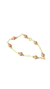 Vintage Cloisonne aufwendiges Design asiatische Perlen/Kugel Kette Armband 14KGF Gold - Bild 1 von 5