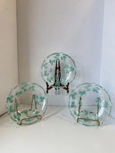 Set Of 3 Vtg Mikasa Parisian Ivy Pressed Glass Plate with Frosted Leaves 7.5”B10 - Picture 1 of 5