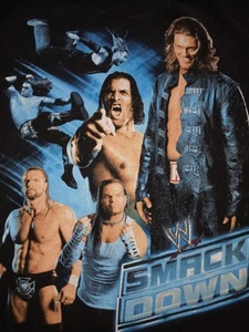 Vintage WWE Smackdown Wrestling T-SHIRT Edge Tripe H Hardy Boys Youth SIZE SMALL - Picture 1 of 3