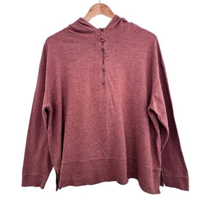 Poetry Knitted Hoodie Jumper Size UK 18 Brown 1/4 Zip Cotton Alpaca Blend Casual - Picture 1 of 8