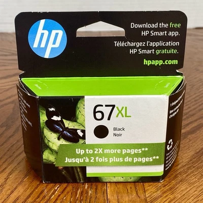 Genuine HP 67XL High Yield Black Original Ink Cartridge ~ Exp 01/2027 - Image 1 of 4