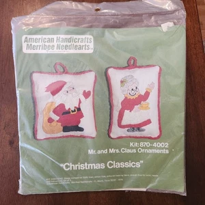Vintage 1979 American Handicrafts Needlework Crewel Christmas Ornaments Kit - Picture 1 of 5