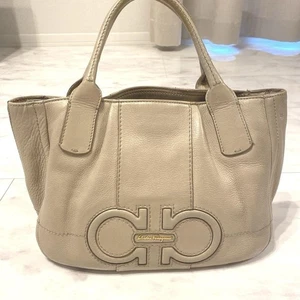 Salvatore Ferragamo 11 inch Gancini 2way beige tote bag - Picture 1 of 15