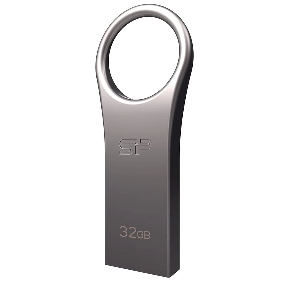 Silicon Power 32GB Jewel J80 USB 3.0 Key Flash Drive, Titanium (SP032GBUF3J80V1T - Image 1 of 4