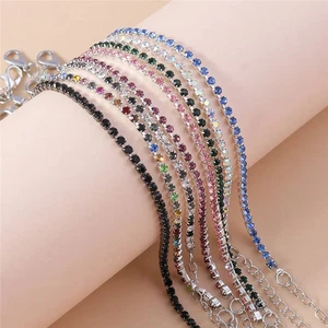 Bracciale catena tennis strass acciaio inox donna tono argento cubic gioielli - Foto 1 di 25