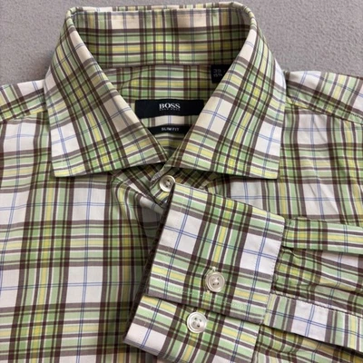 Camisa de manga larga a cuadros ajustada a cuadros de BOSS Hugo Boss para hombre 15,5 39 Foto 1 de 4