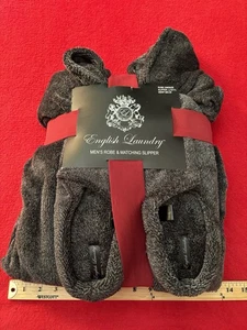Neu mit Etikett English Laundry anthrazit meliert Herren Morgenmantel & passender Slipper Set - Bild 1 von 3