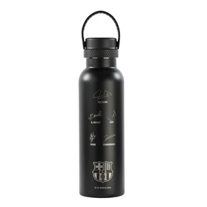 Thermosflasche F.C. Barcelona Black Schwarz Silikon Edelstahl - Picture 1 of 2