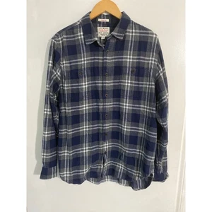 Lucky Brand Flanell Button Down Hemd Herren Gr. L marine grau kariert Baumwolle klassisch - Bild 1 von 5