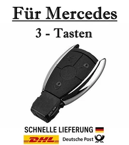 1x Chrom Autoschlüssel Gehäuse für Mercedes 3-Tasten PKW Fernbedienung - KS18NO - Picture 1 of 5