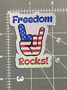 Pegatina holográfica Freedom Rocks Rock n Roll - Vinilo impermeable - Imagen 1 de 3