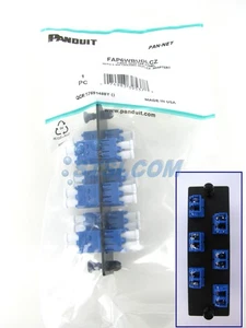 Panel de fibra Panduit FAP6WBUDLCZ con 6 adaptadores monomodo dúplex LC azul ~STSI - Imagen 1 de 3
