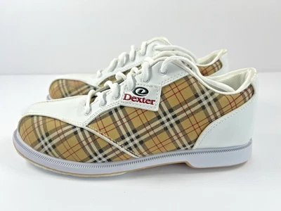 Zapatos de boliche Dexter Ana Slide Rite para mujer talla 7M blancos con gris bronceado rojo a cuadros Foto 1 de 4