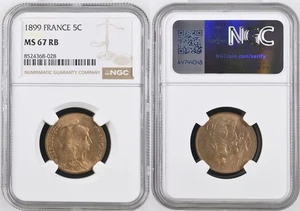 Frankreich - III. Republik - 5 Centimes 1899 Dupuis - NGC MS 67 RB - TOP POP - Bild 1 von 1