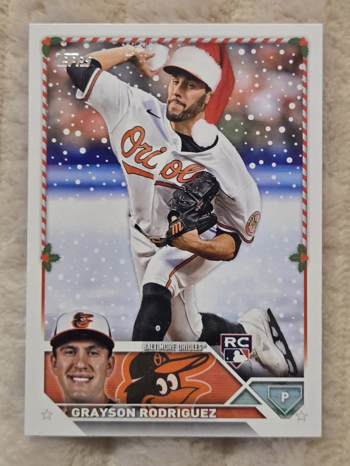 2023 Topps Holiday - Grayson Rodriguez Santa Hat Sp Rc Variation - Image 1 of 2