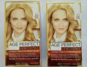 2 Boxes L'Oreal Paris Age Perfect 8N Medium Natural Blonde Hair Color - Picture 1 of 2