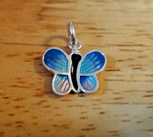 Sterling Silver 14x15mm several different Blues and Pink Enamel Butterfly Charm - Picture 1 of 5