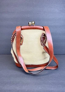 Zaino donna Dillards pelle tessuto cotone beige/marrone MADE IN ITALY - Foto 1 di 15