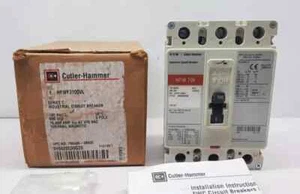 CUTLER HAMMER 100 AMPS 3 POLE CIRCUIT BREAKER HFW 70K HFWF3100VL - Picture 1 of 15