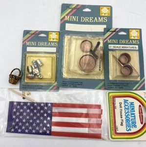 Vintage Dollhouse Accessories New in Packaging Flag Pots Pans Soda Cans - Picture 1 of 4