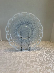 Imperial  Glass  Sugar Cane Blue Diamonds Opalescent Open Lace 12.50”  Platter - Picture 1 of 6