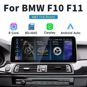 12.3" Android 13 Screen Carplay Car Stereo Wifi GPS For BMW 5 Series F10 F11 NBT - Picture 1 of 12