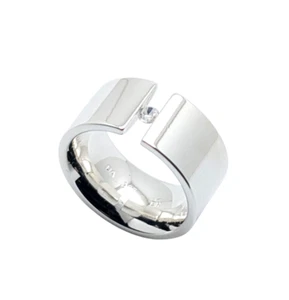 Spannring Sterling Silber 925 poliert Gr. 51 weißer Stein - Bild 1 von 5