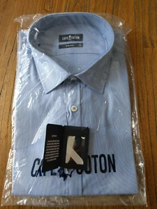 Men's Shirt Size 44 Blue Brown Cotton - Picture 1 of 3