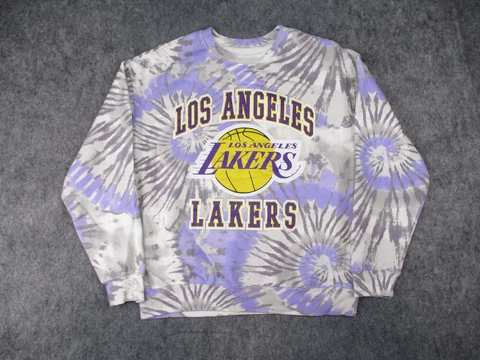 Los Angeles Lakers Sweatshirt Mens XL Gray Purple Tie Dye Sweater NBA Hybrid LA Cover