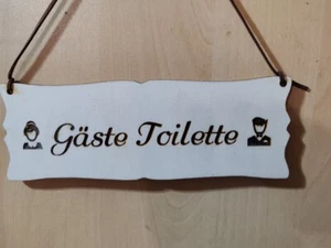Türschild Gäste Toilette WC Vintage Schild Holz Holzschild Gästetoilette - Bild 1 von 1