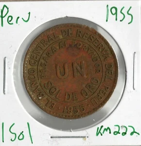 Moneda Perú 1 Sol 1955 KM222 - Imagen 1 de 4