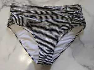 Womens Size M BIKINI Swim Bottoms Black and White Stripes Design - Picture 1 of 5