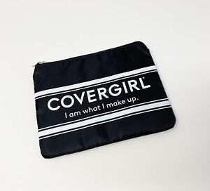 Covergirl Black & White Zippered Makeup Bag Pouch "I Am What I Make Up"