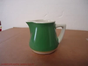 VTG Restaurant Ware HANDLED INDIVIDUAL CREAMER GREEN AND WHITE - Picture 1 of 2