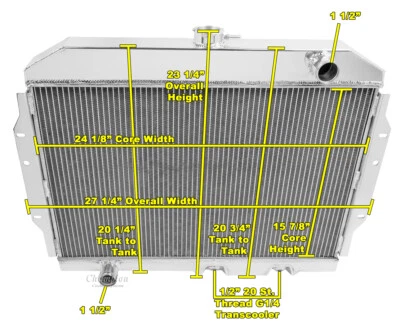 Kool Champion 4 Row All Aluminum Radiator for 1968 - 1974 AMC Javelin #MC407 - Image 1 of 4
