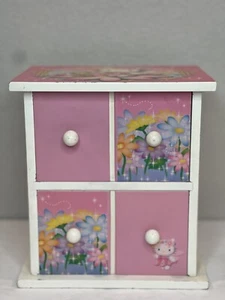 Hello Kitty Mini Holz Kommode Schmuck Aufbewahrung Zubehör Box 2002 Sanrio RAR - Bild 1 von 6