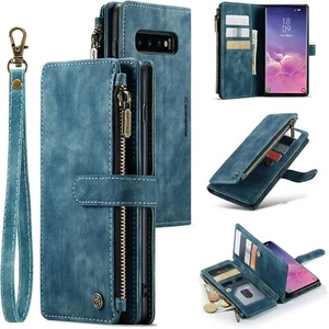 Handmade Leather Wallet Case W/ Card Slots & Kickstand for Samsung Galaxy S10 - Picture 1 of 7