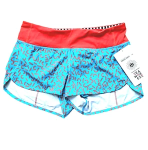NEW Lululemon Speed Short Sz 4 Seawheeze Run 2.5 Classic Orange Blue Squiggle - Picture 1 of 8